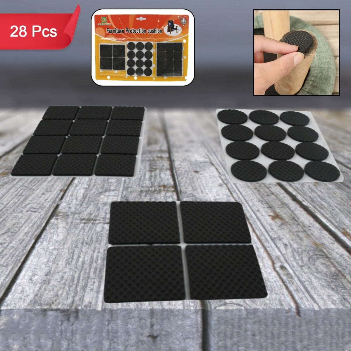 28 pc Rubber furniture Pads Self Sticking Non Slip Furniture Noise Insulation Pads - Image 1