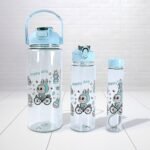 3 in 1 Plastic water drinking bottle with handle straw  (3 Pcs Set) - Image 2