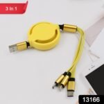 3 in 1 Retractable Charger Charging Cable (1 Pc / Mix Color) - Image 2