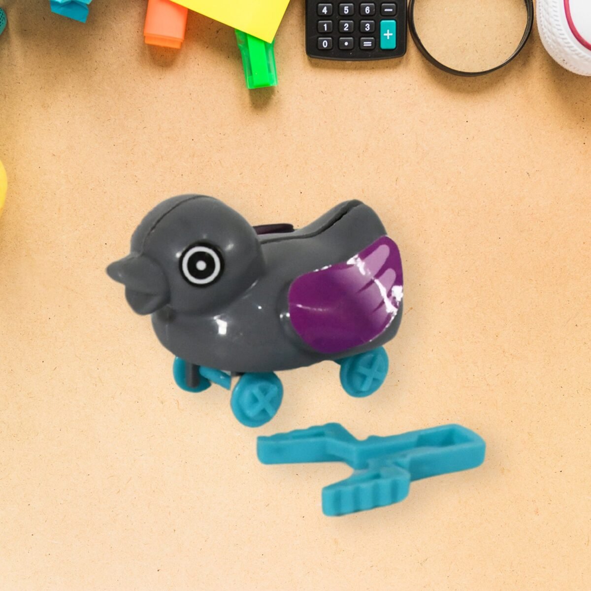 Small push back duck toy, Ejectable spring tail duck, Small DIY duck Toy - Image 1