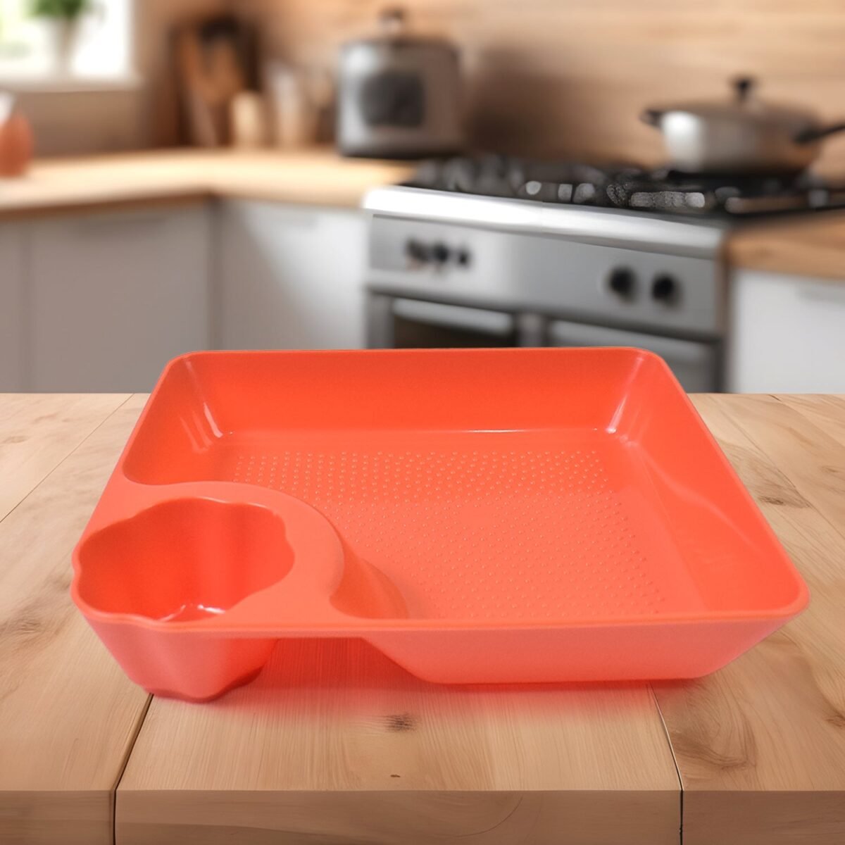 Plastic Plates with Dipping Saucer & Round Dip Part (1 Pc / 18×16 Cm / 1 Pc) - Image 3