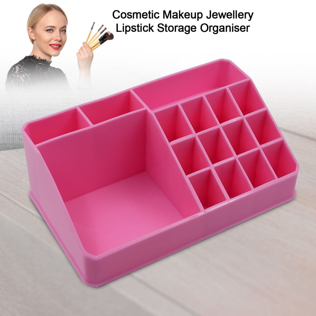Makeup Organiser Cosmetic Makeup Lipstick Storage Box with Drawer Plastic Case Holder Skin Care Products (1 Pc) - Image 1