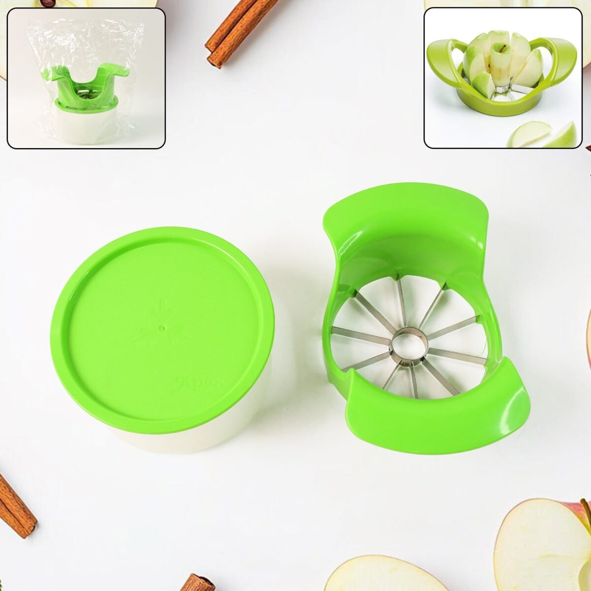 Apex Apple Cutter with Container – Unbreakable ABS Body & Stainless Steel Blades - Image 1