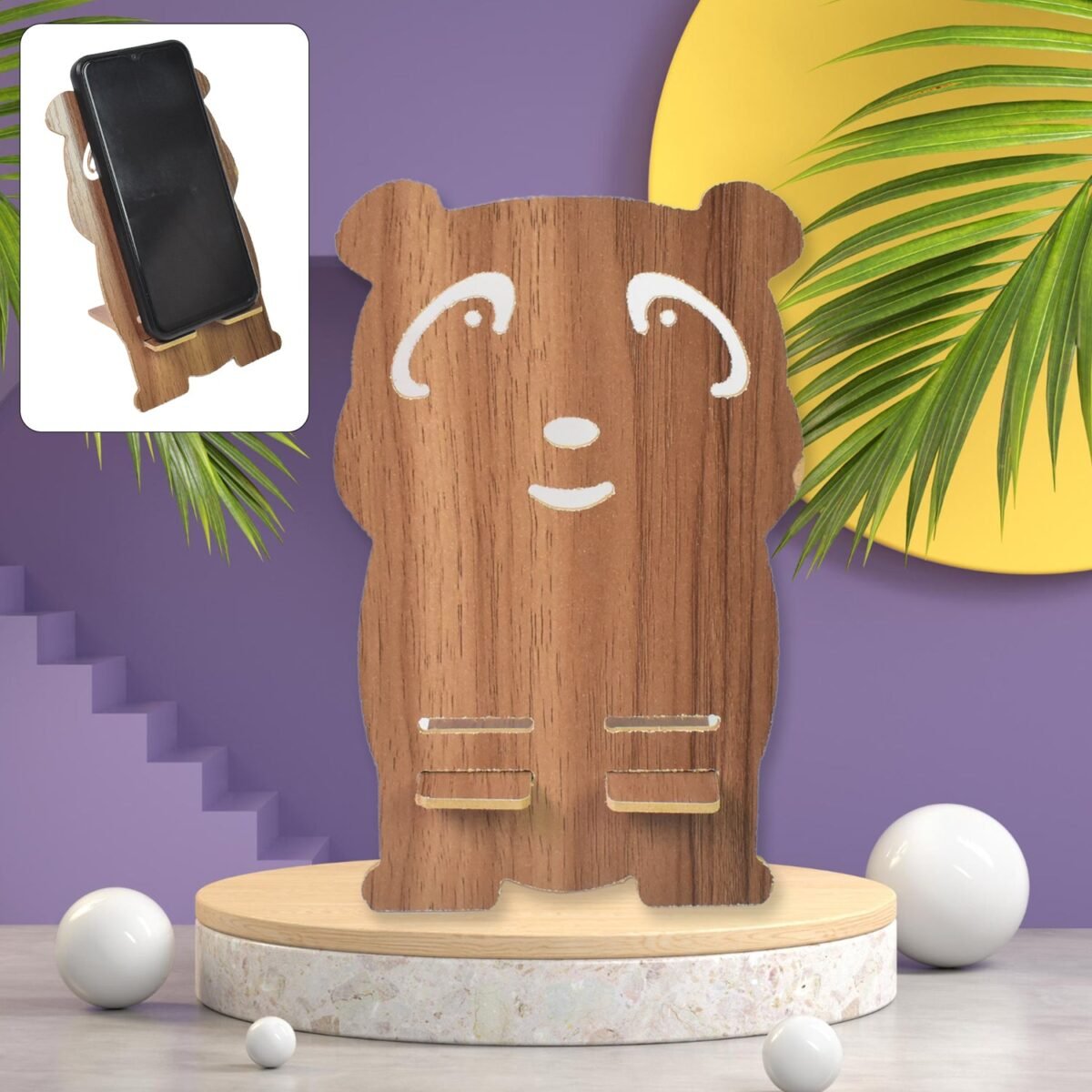 Wooden Cartoon Shape Design Mobile Stand  (1 Pc) - Image 1