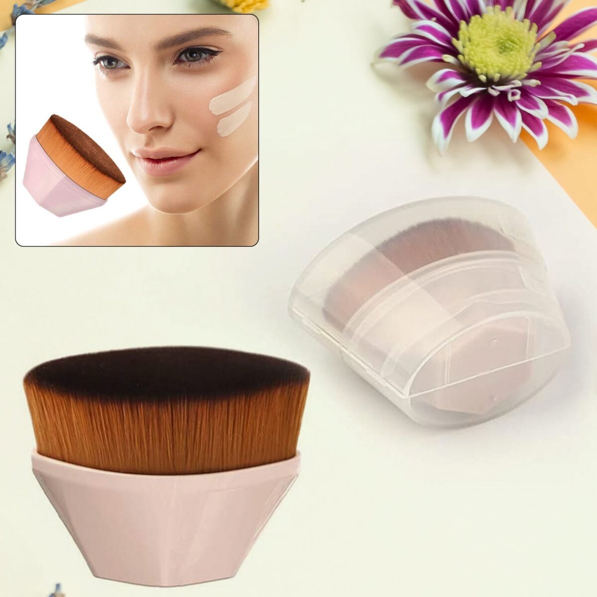 Perfect Foundation Makeup Brush with Portable Case (1 Pc) - Image 1