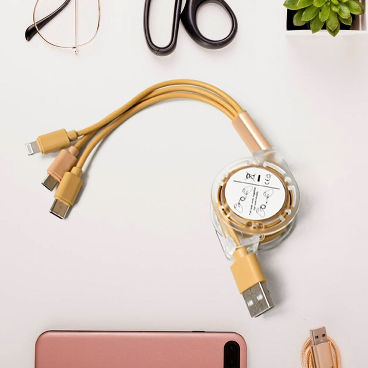 Retractable 3-in-1 Charger Cable for Phones & Android (1 Pc, Multi-USB) - Image 3