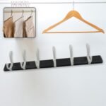 Wall Door Hook Rail | 6 Hook Hanger for Clothes & Hats | With Eco-Friendly Adhesive - Image 2