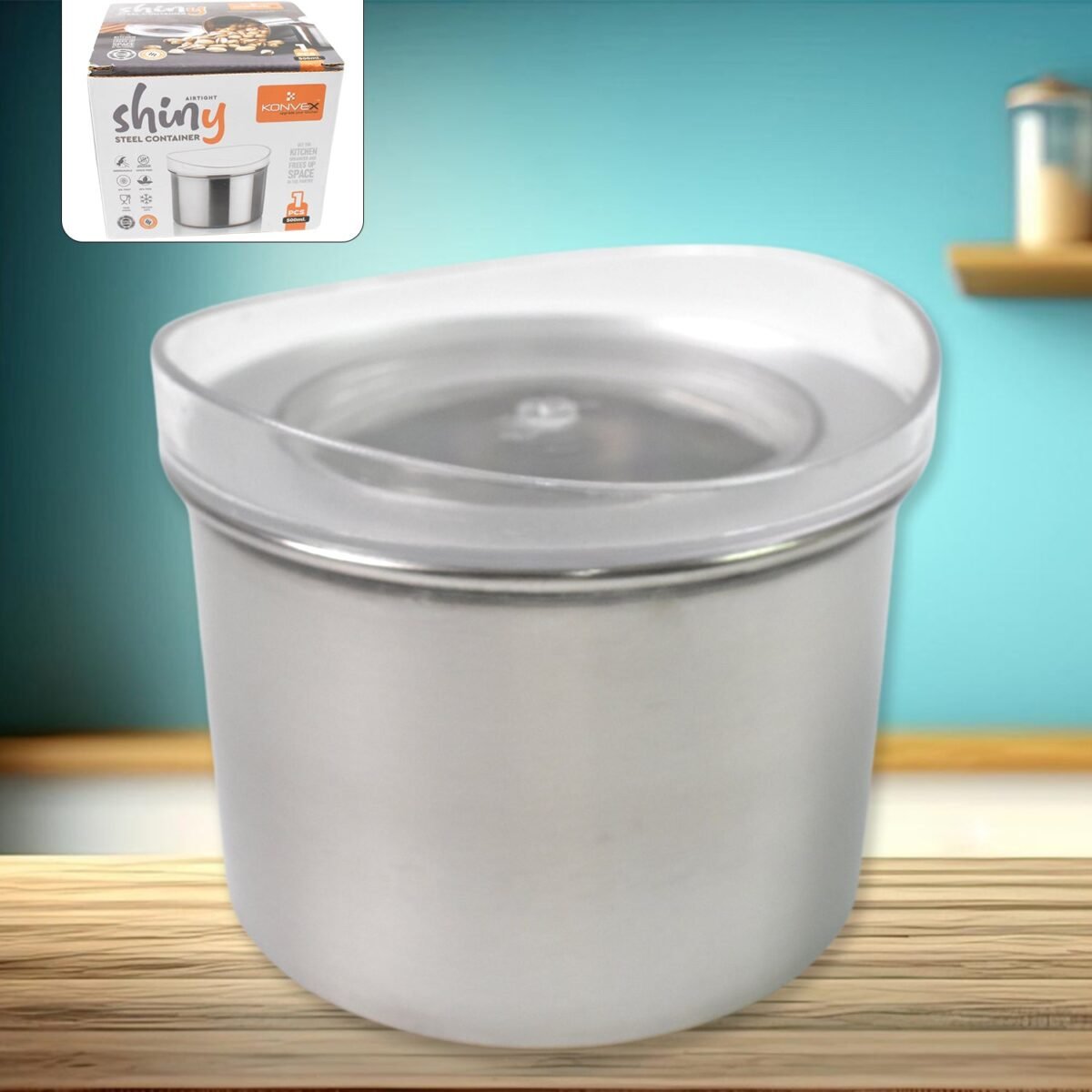 Multipurpose Stainless Steel Airtight Containers with See Through Lid (1 Pc / 500 ML) - Image 1
