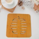 Square Bamboo Wood Table Place mat Hot Pot Cup Mat Tea Coaster(14×14 Cm / 1 Pc) - Image 5