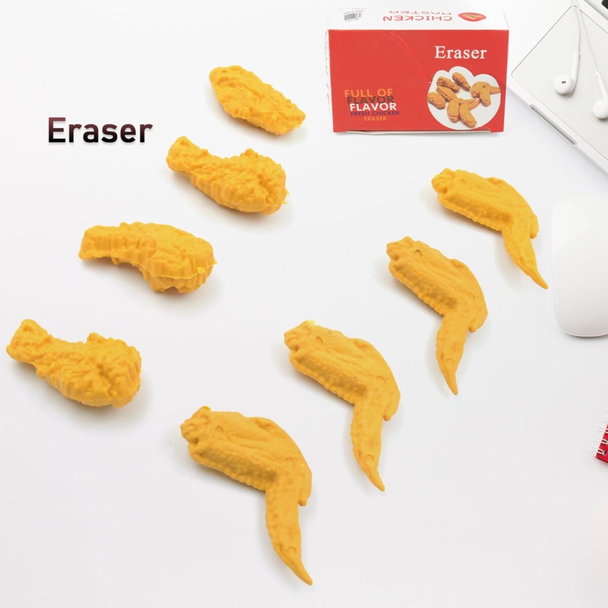 Cute Chicken Wing & Leg Erasers for Kids & Students (8 Pc Set) - Image 3
