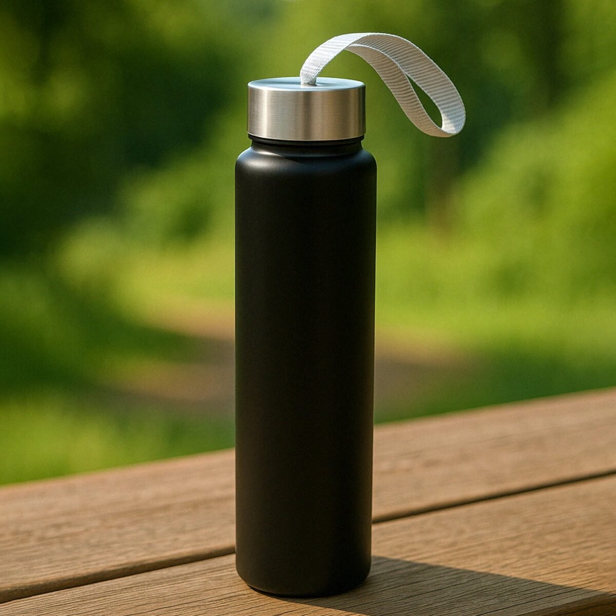 Portable Stainless Steel Water Bottle with Strap (Approx 250ML) - Image 1