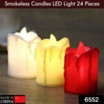 Set of 24 Multicolor Flameless Melted Design Candles for Decoration - Image 2