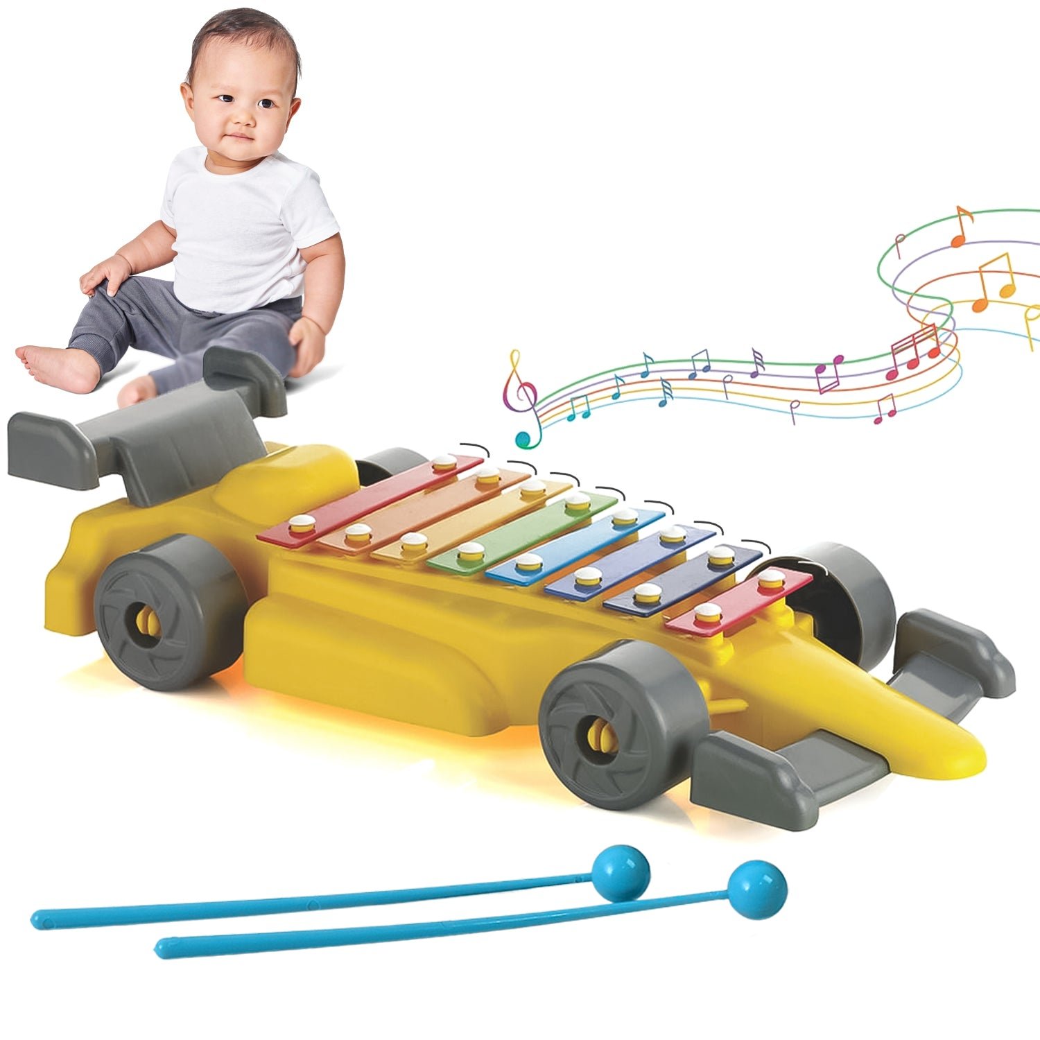 01_5a08d04b-ce4a-471c-9bae-73dd93b3a38a.jpg Musical Car Piano Xylophone Toy, Plastic Car Xylophone (1 Set) - Image 1