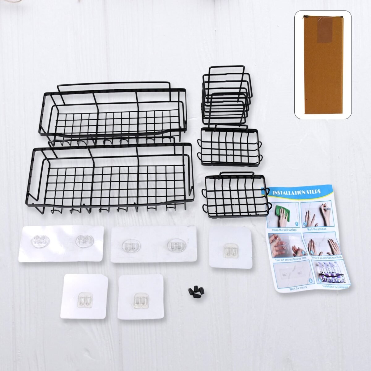 Metal Shower Basket / Canddy, for Bathroom Organiser (5 Pc Combo) - Image 1