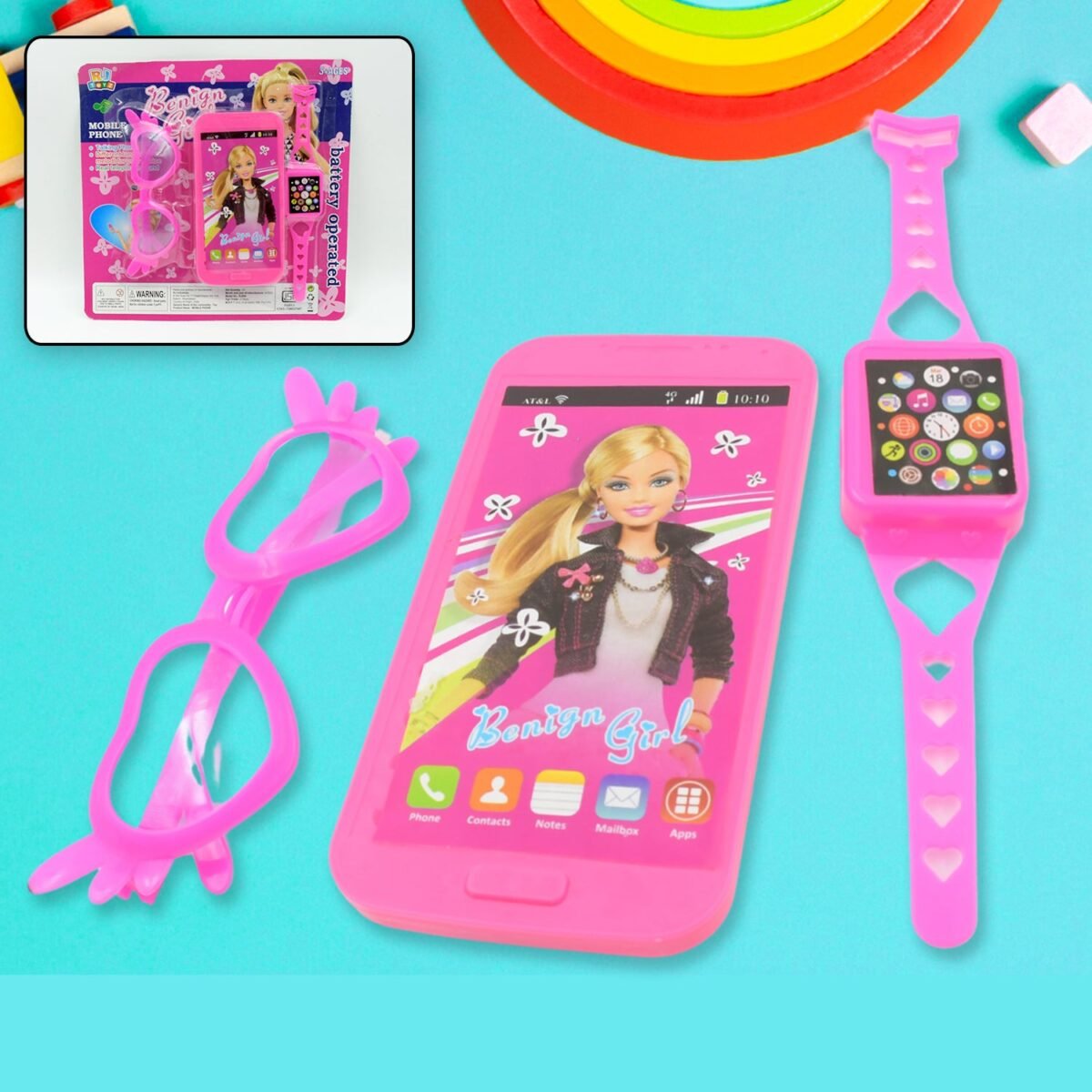 Barbiee Musical Phone, Watch & Glasses Set for Girls – ABS Calling Toy (3-Piece, Battery Not Included) - Image 1