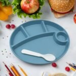 Plastic Food Plates / Biodegradable 5 Compartment Plate With Spoon for Food Snacks / Nuts / Desserts Plates for Kids, Reusable Plates for Outdoor, Camping, BPA-free (1 Pc) - Image 5