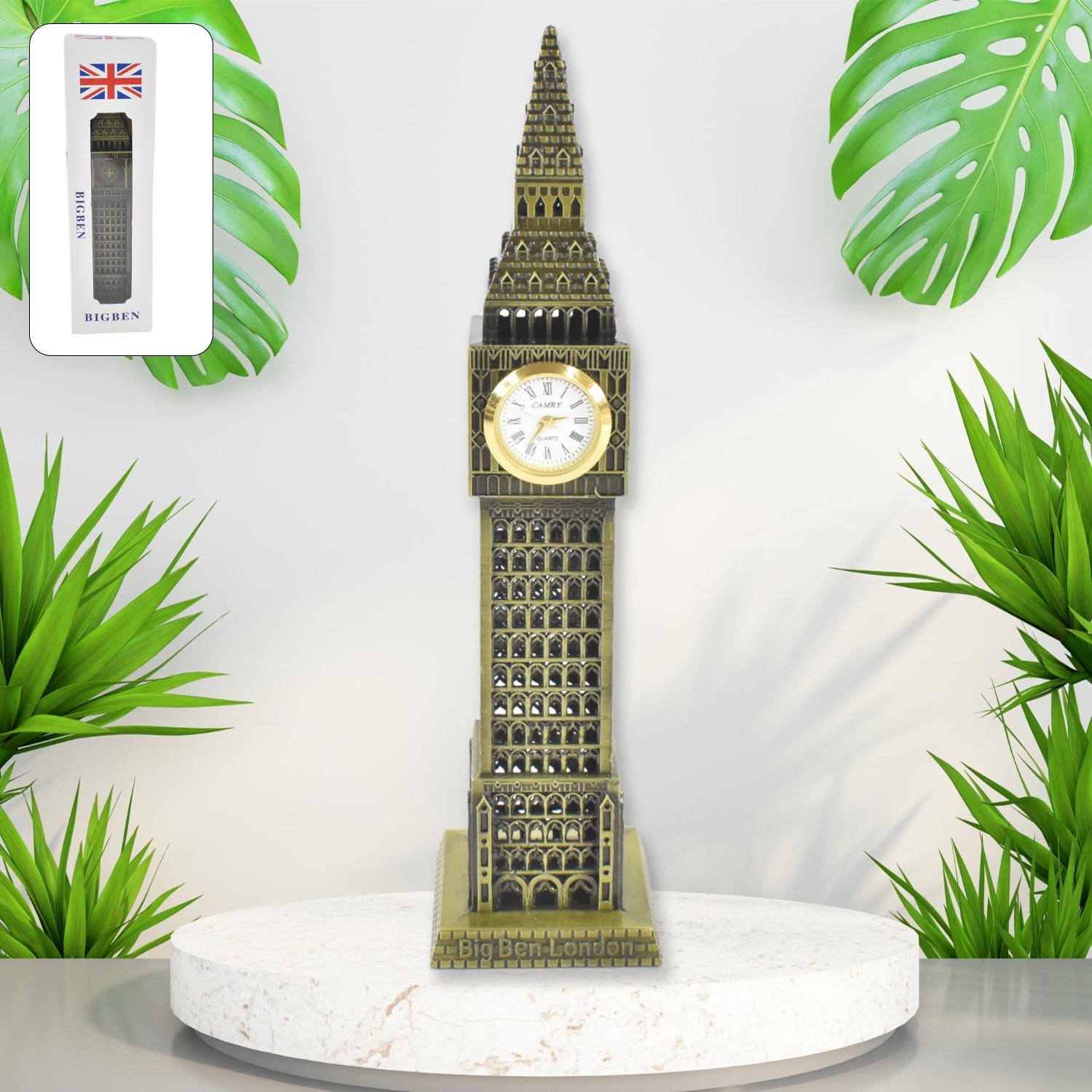 01_69090956-9a5b-45b8-8f99-4f30217c9c82.jpg Big Ben London Clock Tower Miniature Metal Statue - Elegant Home Decor and Perfect Gifting Option - Image 1