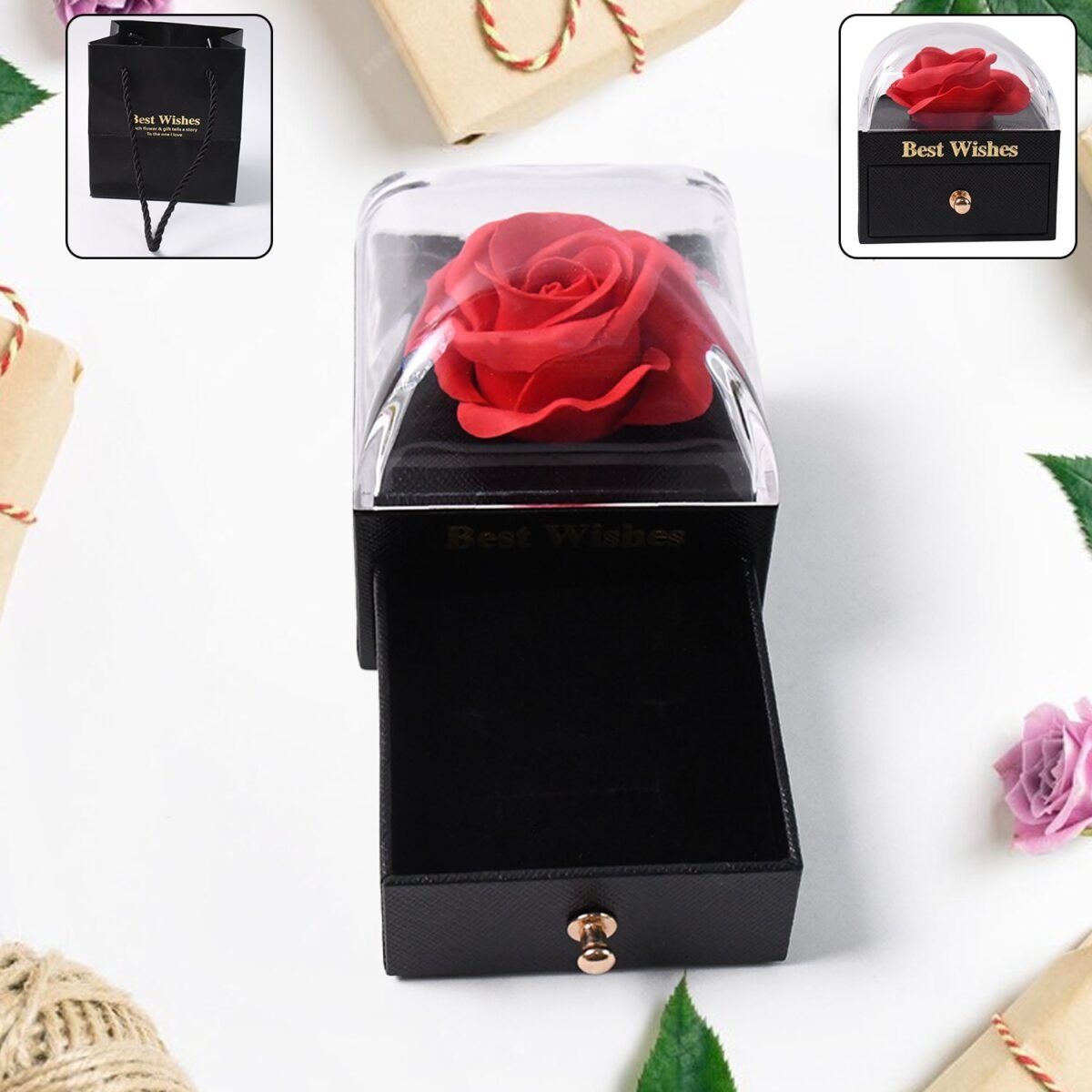 Preserved Eternal Rose Flower Gift Box Drawer (1 Pc) - Image 1