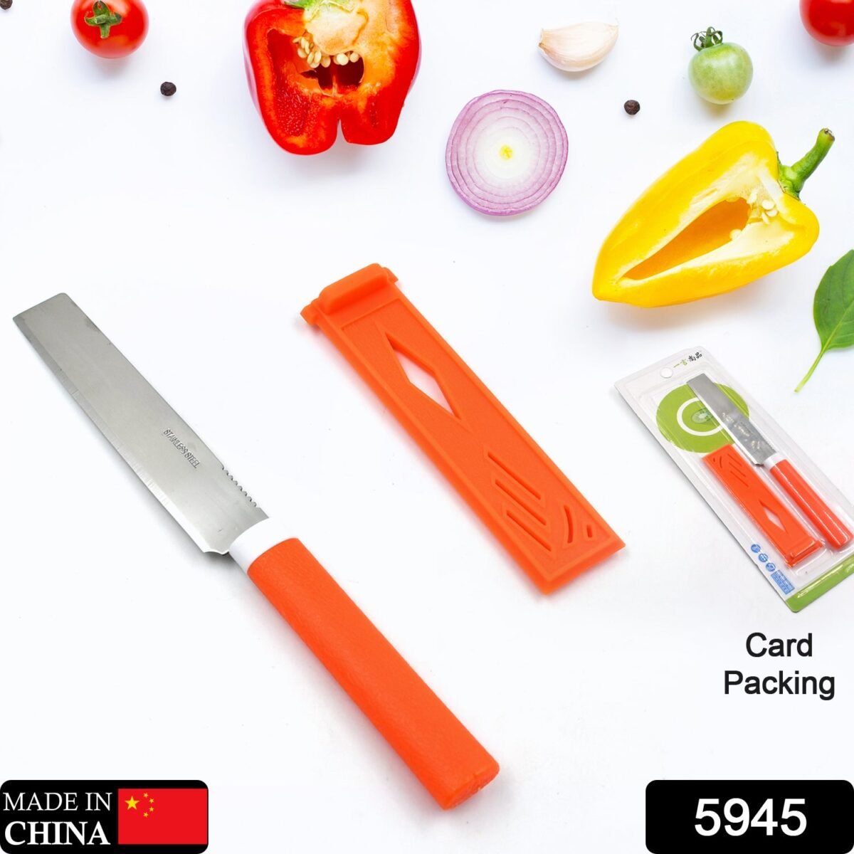 Stainless Steel Knife For Kitchen Use, Knife Set, Knife & Non-Slip Handle With Blade Cover Knife - Image 1