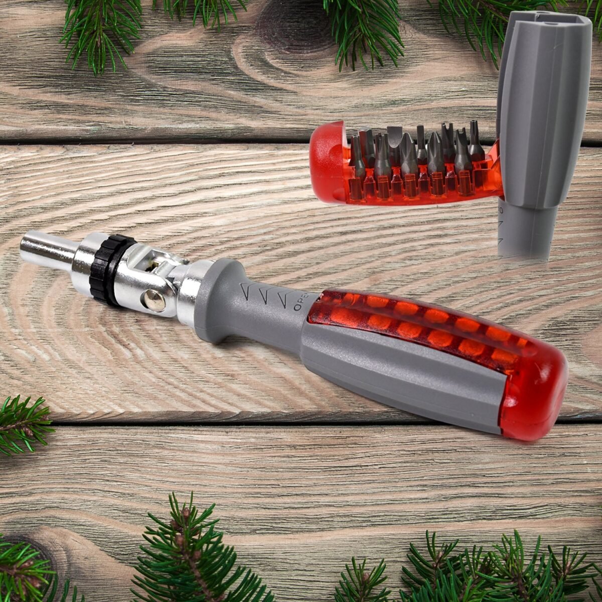 Multi Bits Ratchet Screwdriver Set, Adjustable Angle Two-Way Ratcheting Screwdriver (1 Set) - Image 1