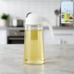 Kitchen Glass Oil Bottle Dispenser Automatic Opening Closing Home Bottles For Oil And Vinegar Honey Olive Oil Container (630ml)