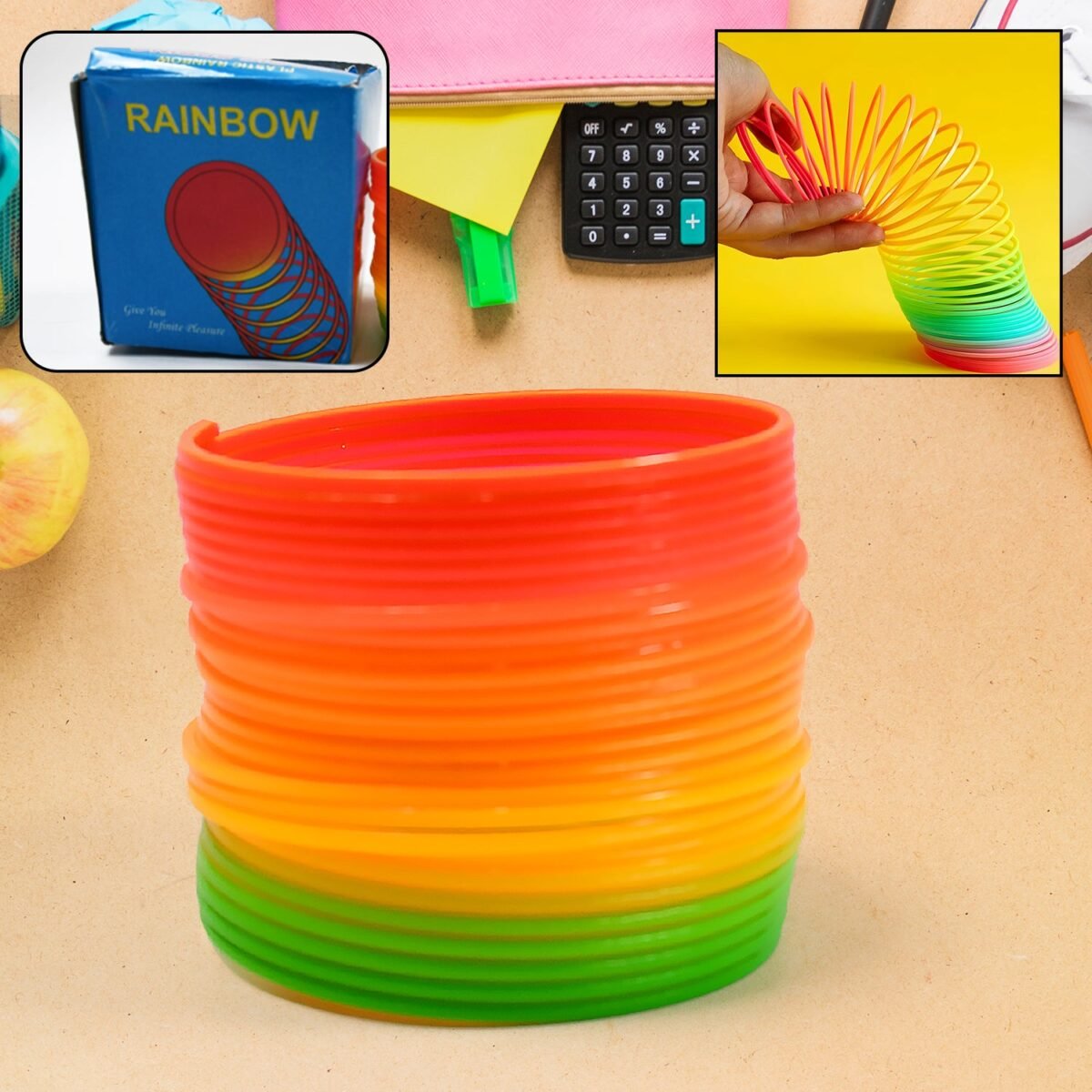 Rainbow Slinky Spring Toy – Compact, Portable Fun Toy for Kids & Adults, Great for Birthdays (1 Pc) - Image 1