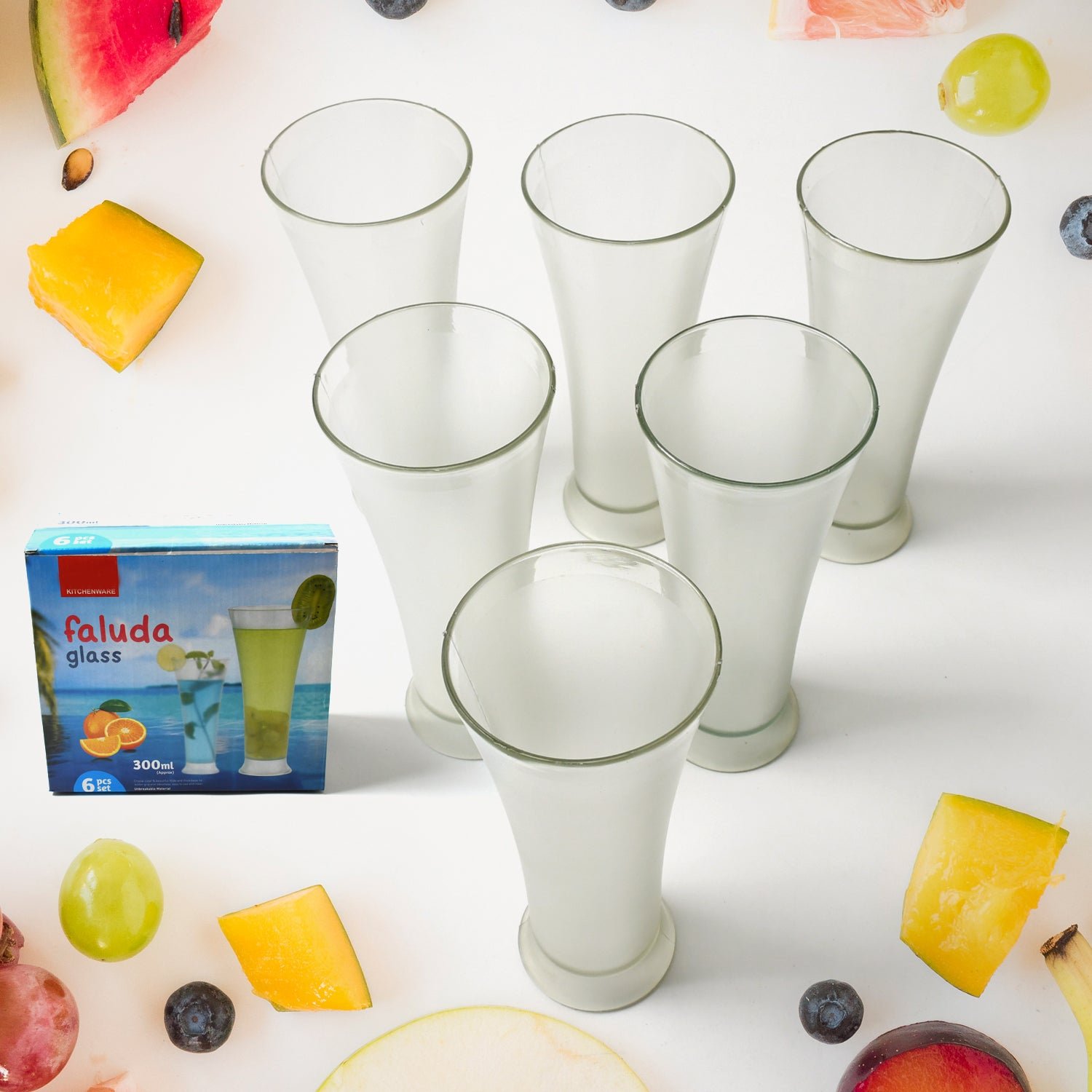 01_83290d4c-489d-4f6e-84cc-f2f139693ca8.jpg High Quality Faluda, ice cream, Juicer and Water Glasses Set of 6 Transparent, Drinking Water Glasses Stylish Glasses for Faluda, Water, Juice, Glass Set of 6 Pcs (Plastic 300 ML Approx) - Image 1