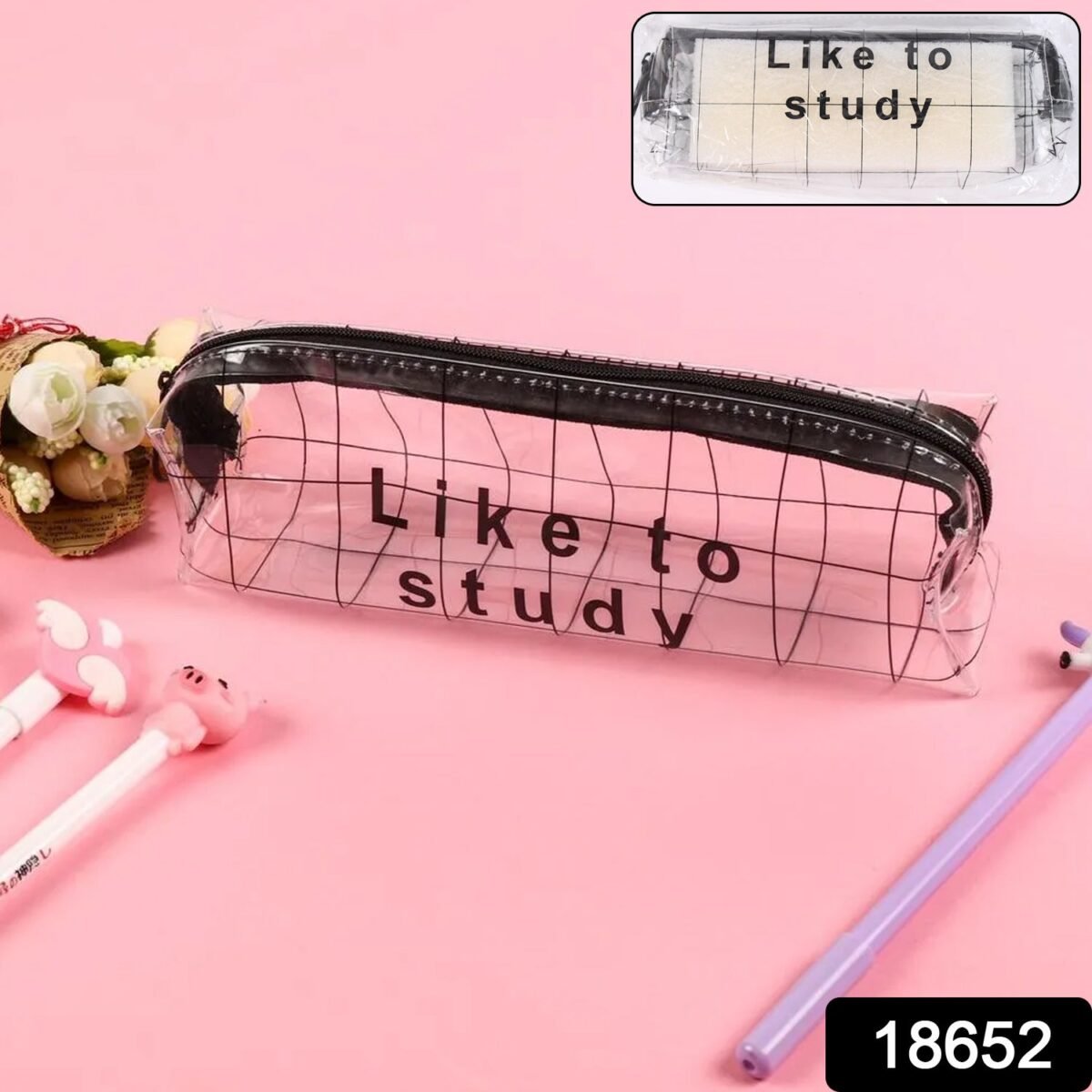 Transparent Pencil Pouch With Zipper (1 Pc) - Image 2