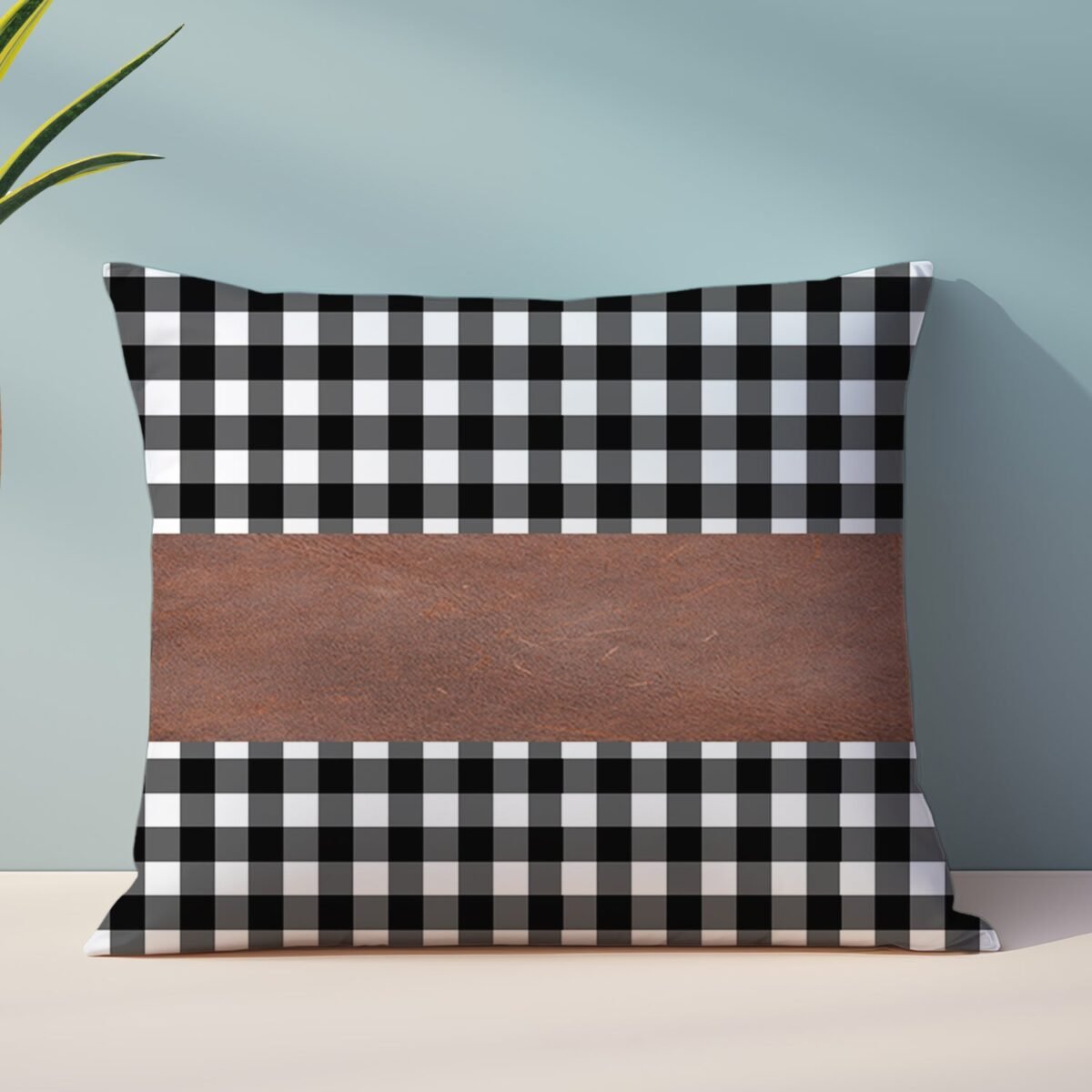 Pillow Covers, Leather & Cotton Cushion Covers (15 × 15 Inch / 1 Pair / 2 Pc) - Image 3