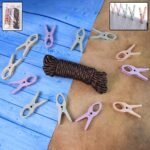 Cloth Drying Rope with Clips – Convenient and Durable Hanging Solution (12 Pc)