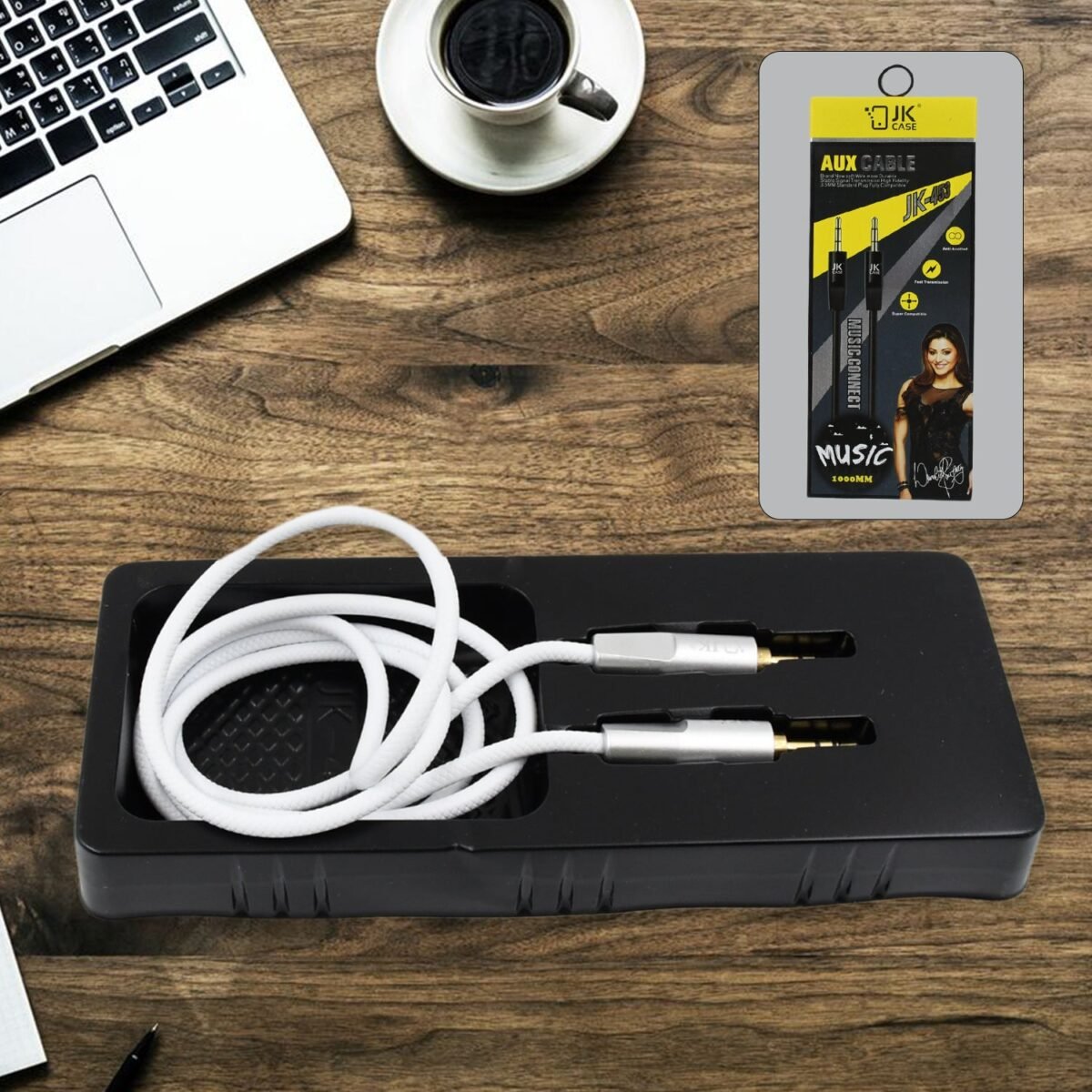 JK Aux Cable for Mobile and Tablet Home / Car Stereos & More (1 Pc / 1000MM) - Image 1