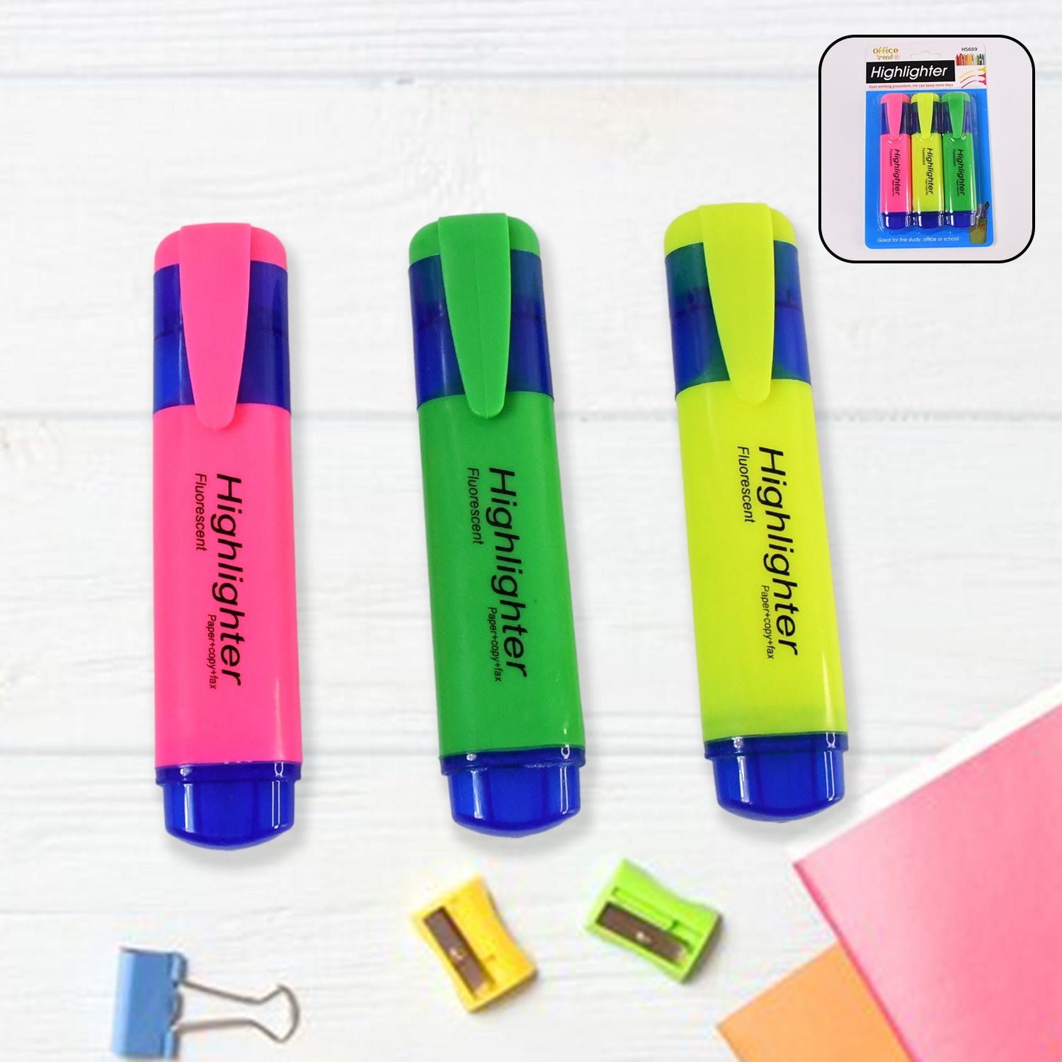 01_9c3f1d03-a11b-40c3-a26d-7dc04f9d283f.jpg Highlighter Pen, Assorted Colours Water Based Broad Tip Writing Marker (3 Pcs Set) - Image 1
