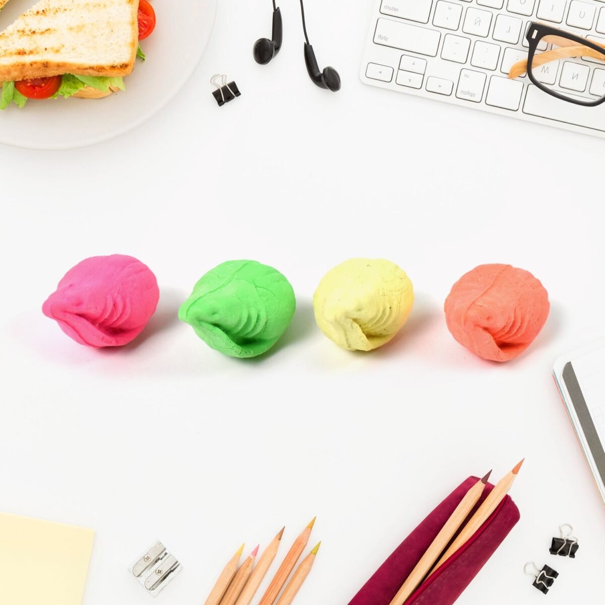 Shankh Shape Eraser Rubber (1 Pc / Mix Colour & Design) - Image 1