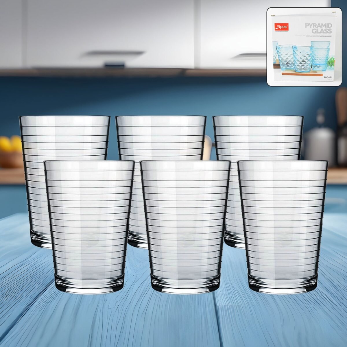 Apex Pyramid Design Unbreakable Plastic Glass – 300 ML - Image 1