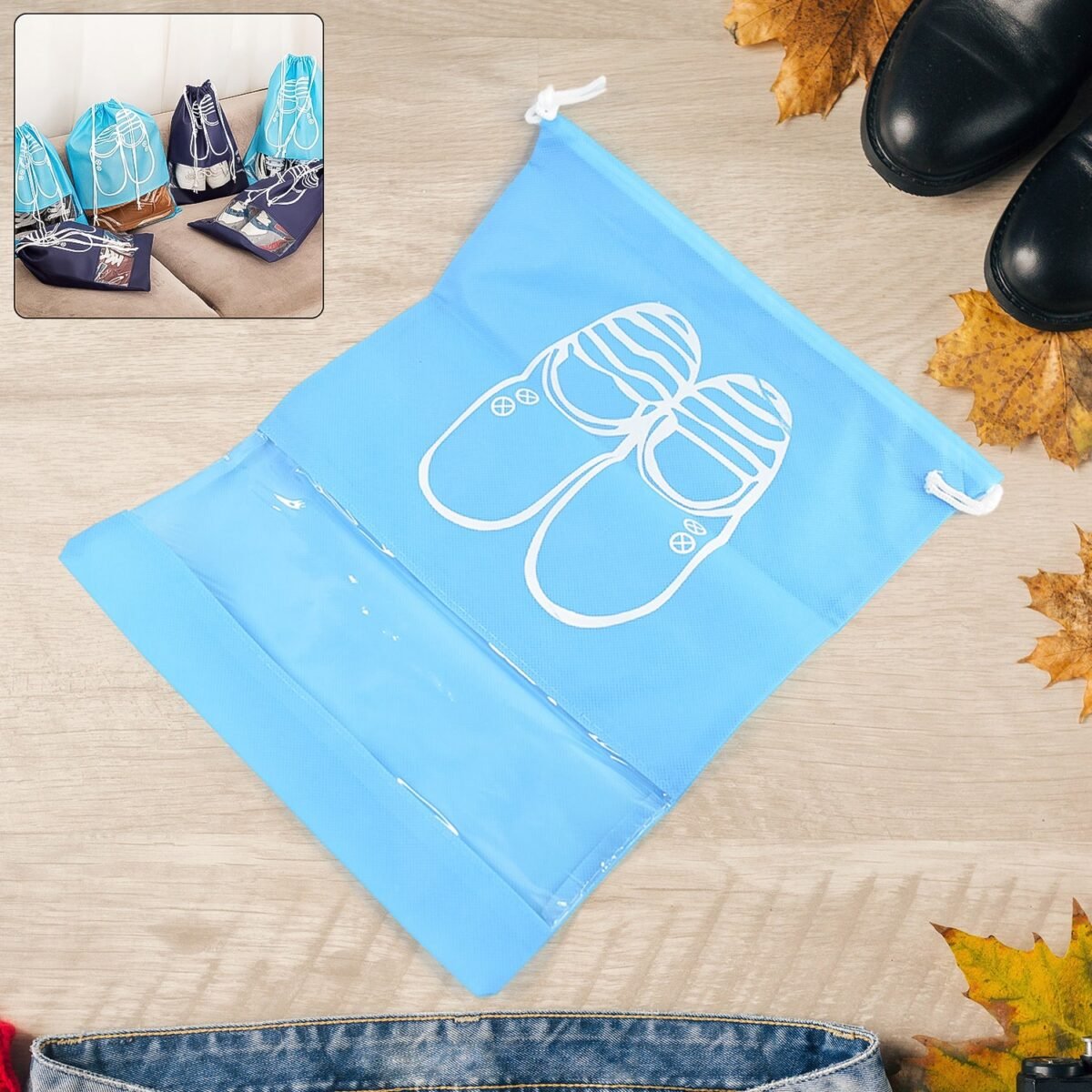 Shoes Storage Bag Closet Organizer Non-Woven Travel Portable Bag (1 Pc / ) - Image 1