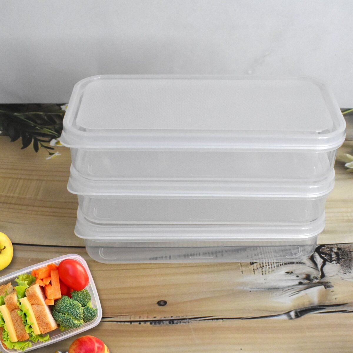 Plastic Square Lunch Box, Kitchen Containers Set (3 Pcs Set) - Image 2