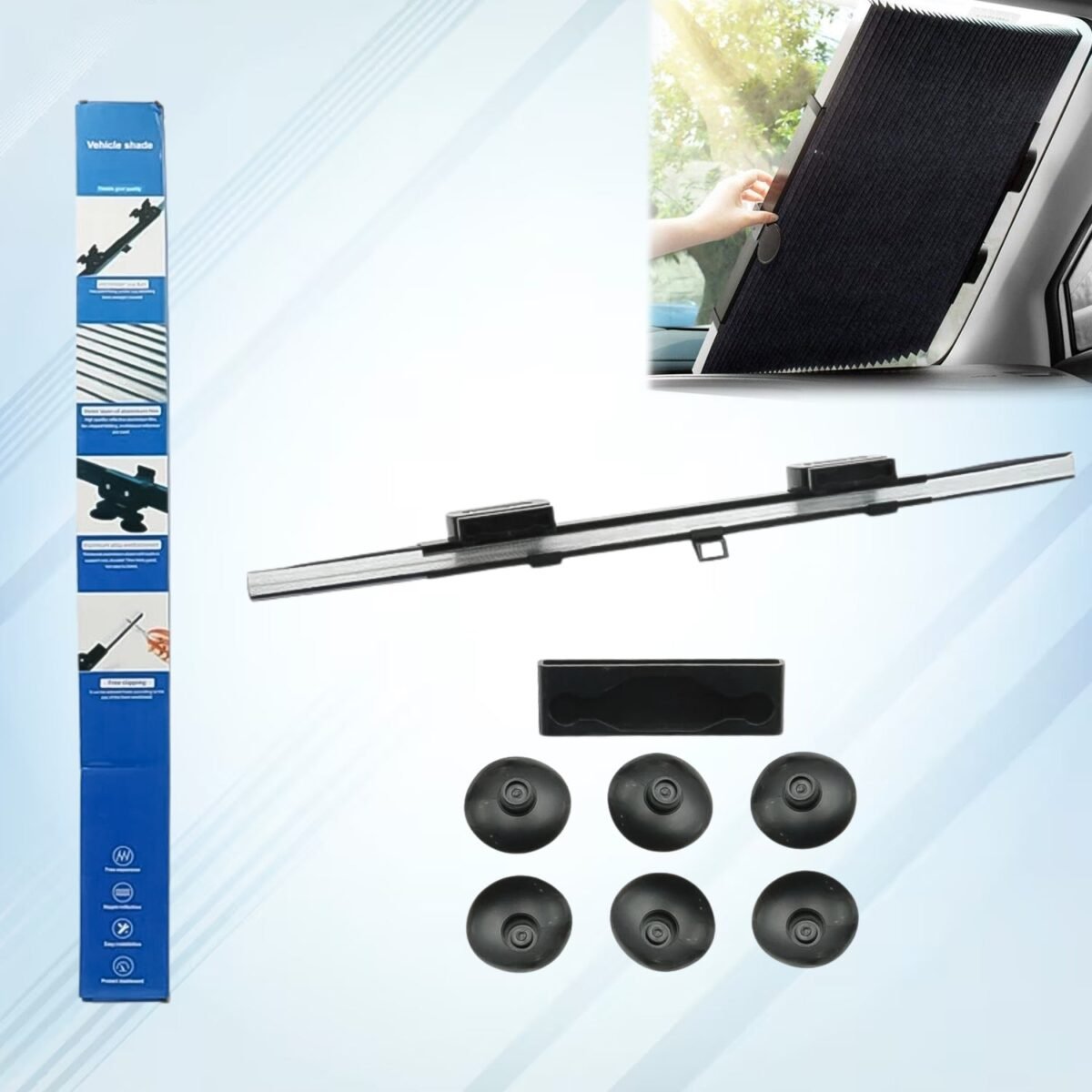 Retractable Long Foldable Windshield Sun Shade for Car (1 Set) - Image 1