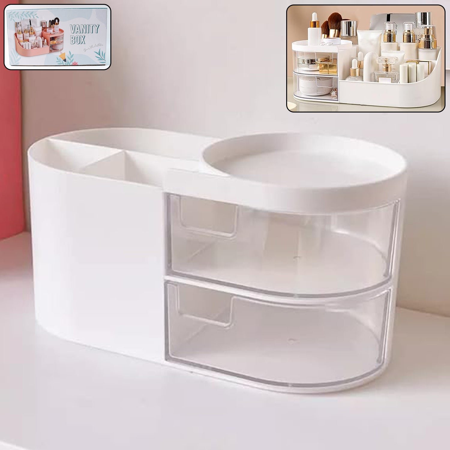 01_bda9371e-e685-4b07-9385-2d7d3dbdddca.jpg Multi-Functional Plastic Vanity Storage Box - Image 1