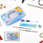 Cartoon Metal Compass Box for Kids with Stationery (6 Pc Set)