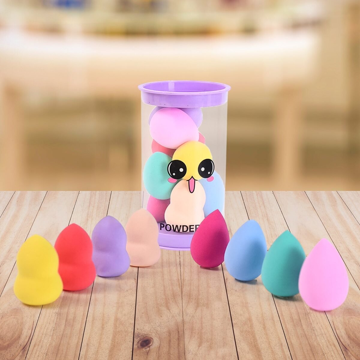 Makeup Beauty Powder Puff (8 Pcs Set / With Case / Mix Color) - Image 1
