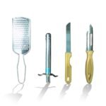4In1 Combo - Stainless Steel Kitchen Lighter, Knife, Peeler and Smooth Grater