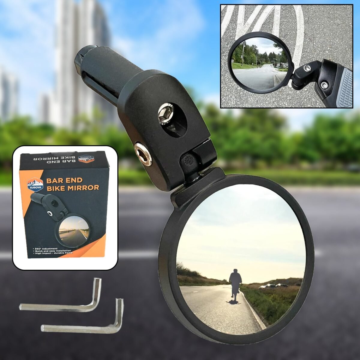 Bar End Bike Mirror: 360° Rotatable & Foldable (1 Pc) - Image 3