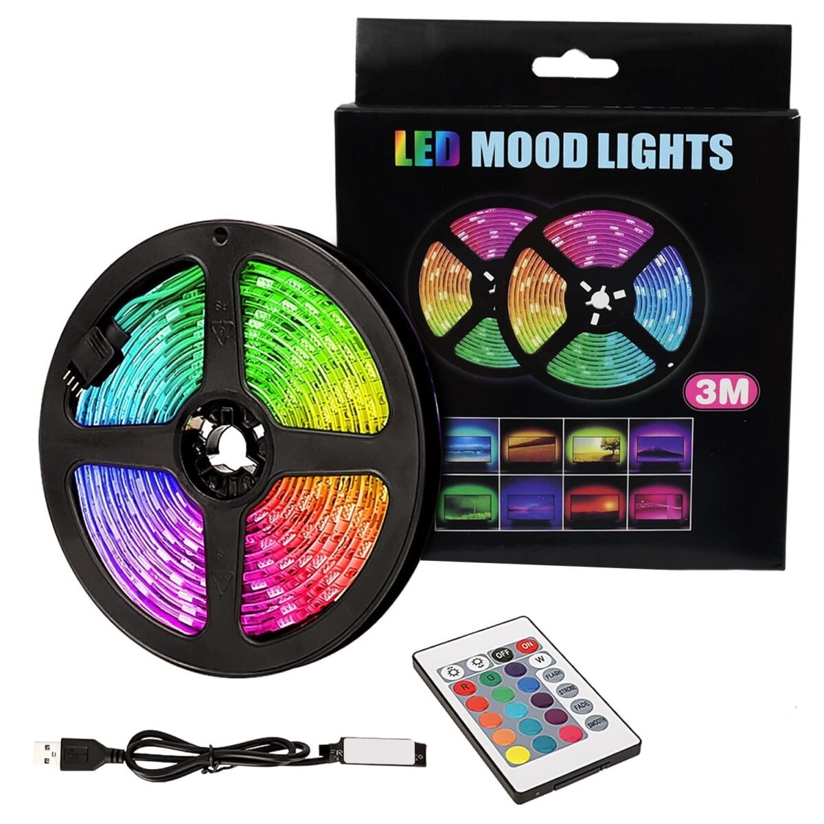 3M RGB LED Strip Lights, LED Mood Lights (1 Set) - Image 1