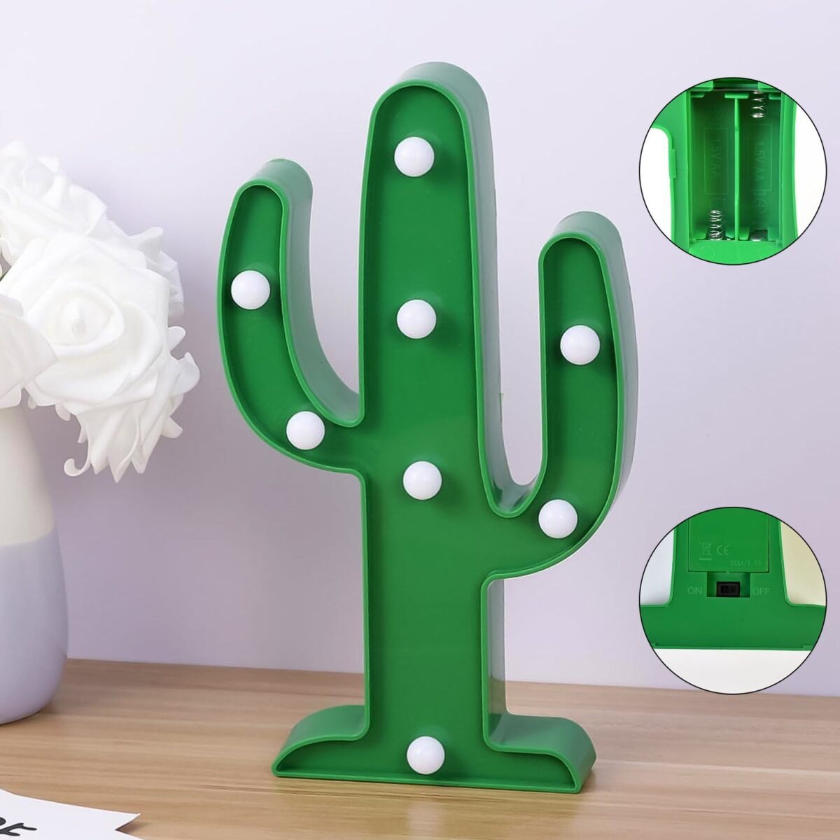 LED Cactus Light, LED Desk Lamp, LED Table Lamp (1 Pc / Battery not Included) - Image 1