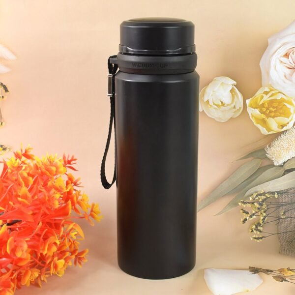 SUS 304 Stainless Steel Vacuum Insulated Bottle – 800ml | Hot & Cold Flask | Leak-Proof | Matte Black