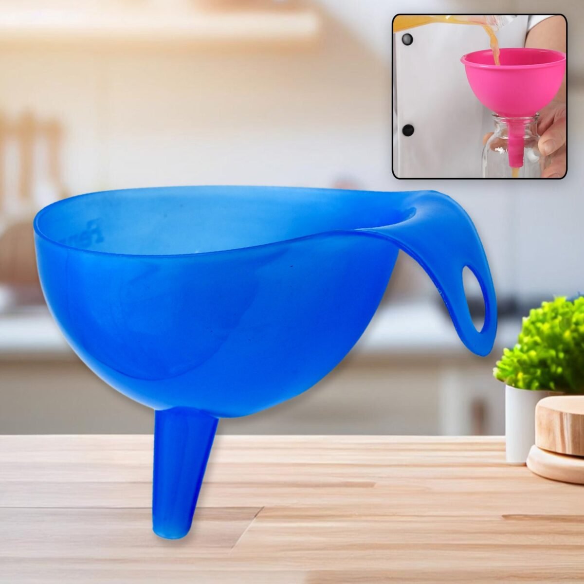 Plastic Funnel For Pouring Oil, Sauce, Water, Juice Cooking Oil, Powder, Small Food-Grains Food Grade Plastic Funnel (1 Pc) - Image 1