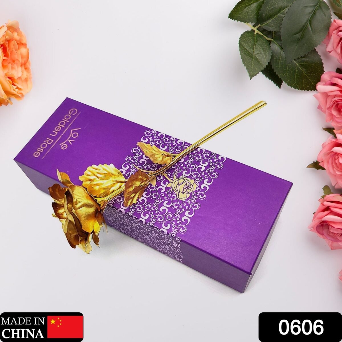 Luxury Decorative Gold Plated Artificial Golden Rose with Premium Box - Image 1