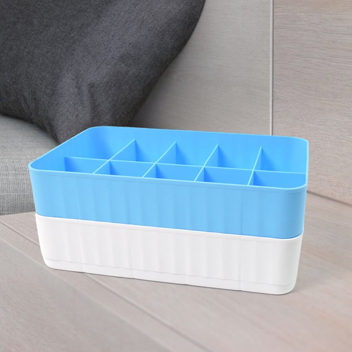 Multi-Function Desktop Drawer Storage Box 10 Grid Underwear Socks Box (2 Pc Set) - Image 1