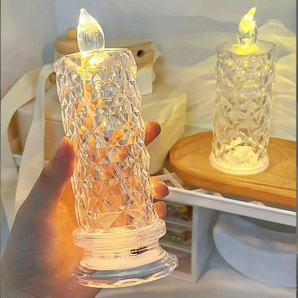 Rose Candles for Home Decoration, Crystal Candle Lights - Image 1