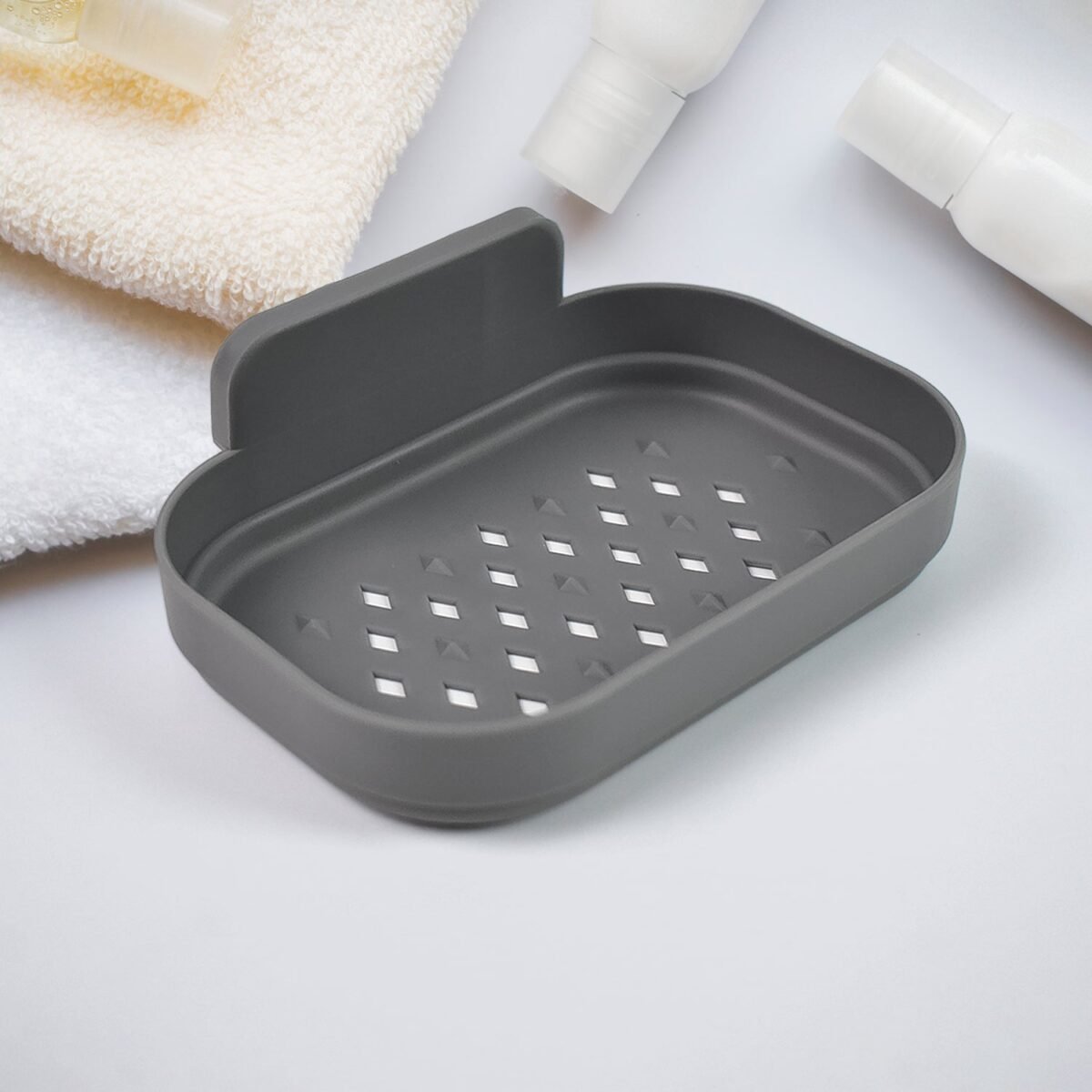Plastic Soap Dish Holder for Bathroom Shower Wall Mounted Self Adhesive (1 Pc) - Image 3